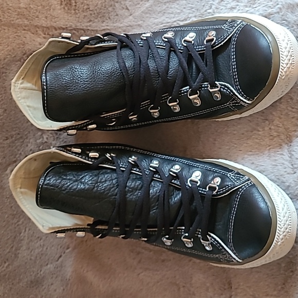 Converse CTAS High-Top Black Leather Men's Sneakers Size 12 - Picture 8 of 8